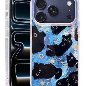 Charming Cat Pattern Phone Case - Blue